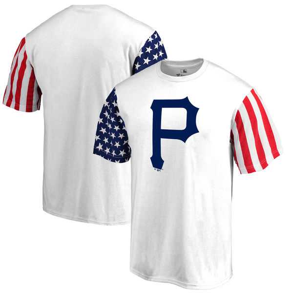 Men's Pittsburgh Pirates Fanatics Branded Stars & Stripes T-Shirt White FengYun,We sell and wholesale Men's Pittsburgh Pirates Fanatics Branded Stars & Stripes T-Shirt White FengYun on line form chian!